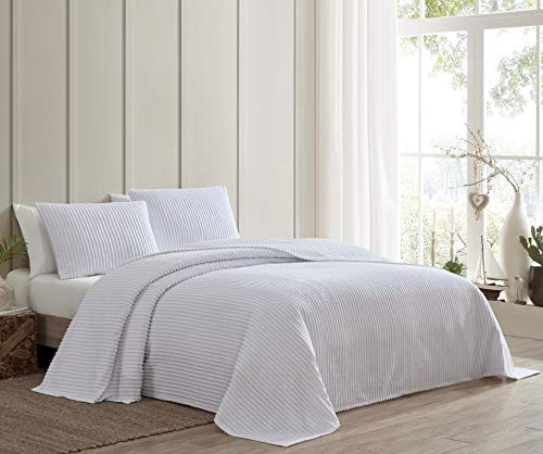 Beatrice Home Fashions Channel Chenille Bedspread, Full, Ivory