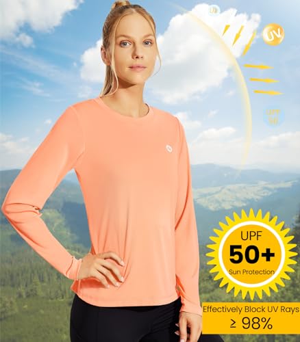 Women's Long Sleeve T-Shirts UPF 50+ Sun Protection Shirts Dry Fit Athletic Top Moisture Wicking Running Hiking Yoga