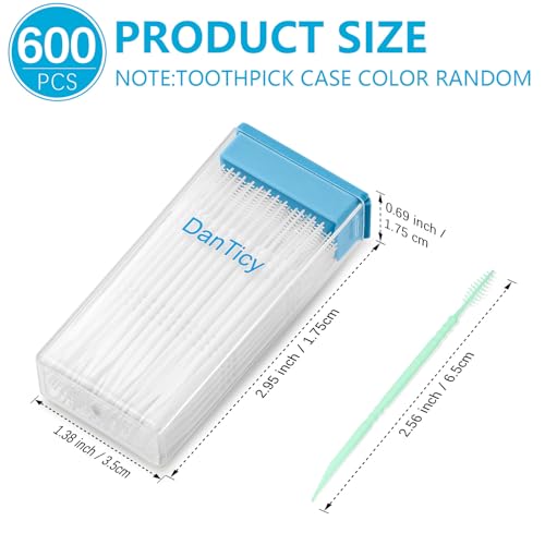 Brushpicks Interdental Toothpicks,Soft Bristle Dental Floss Picks Toothpicks,Helps Removes Plaque and Debris Between Your Teeth 600PCS (Pack of 5)