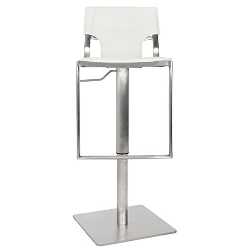 Safavieh Home Collection Armondo Stainless Steel and Black Leather Adjustable Gas Lift 22.4-31.5-inch Bar Stool
