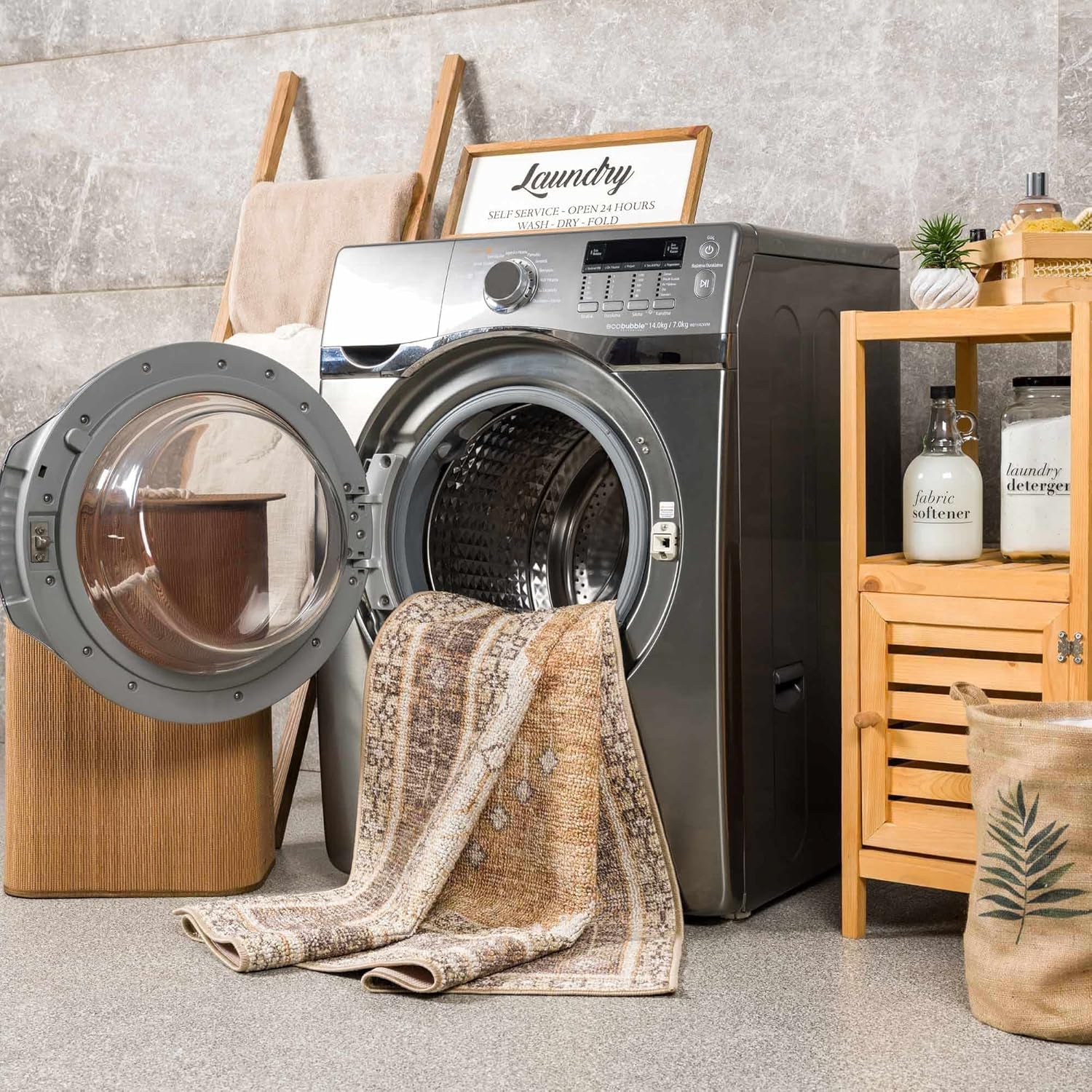 Hauteloom Albas Living Room, Bedroom Machine Washable Area Rug - Traditional Persian Bohemian Carpet - Boho Vintage Distressed - Bordered, Oriental Medallion - Brown, Orange, Beige - 5'3