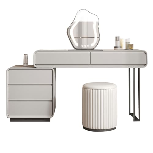 Bedroom Dressing Table with Drawers Drawers Makeup Table Vanity Table Set for Women Makeup Table with Lighted Mirror Able for Bedroom Dressing Table