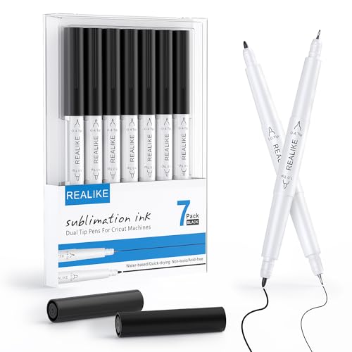 REALIKE Variety Pens for Cricut Maker 3/Maker/Explore 3/Air 2/Air,Black Pens Set of 7Pack Include Fine Point Pen,Glitter Gel, Marker, Calligraphy Writing Drawing Pens Compatible with Cricut