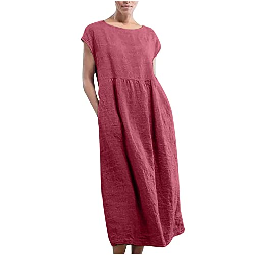 Maxi dress for women,2023 Spring Summer Cotton Linen boho Casual Fashion Sleeveless Dress for Holiday