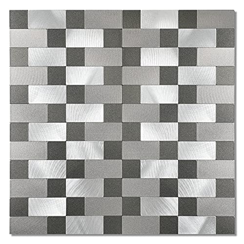 Yipscazo 10-Sheets Peel and Stick Backsplashes for Kitchen, Stick on Backsplash Stainless Steel Metal Tiles for Kitchen Walls, Stainless Steel Backsplash for Range Hood Wall Shield (12''x12'')