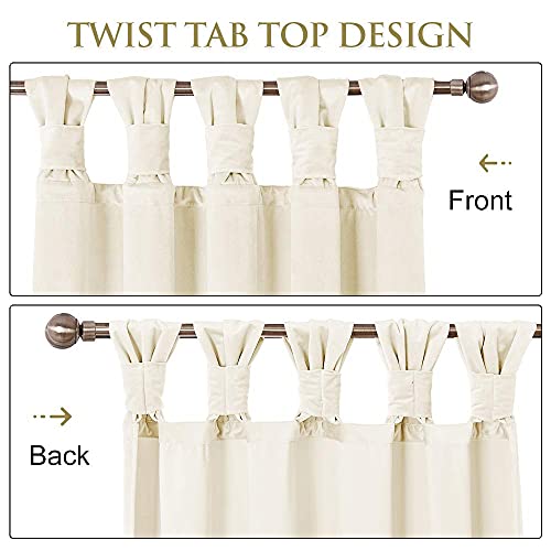 StangH Bedroom Blush Curtain Panels - Cozy Soft Luxurious Velvet Drapes with New Twist Tab Design, Light Dimming Heat Insulated Panels for Girls Room, Blush Beige, W52 x L108-inch, Double Panels