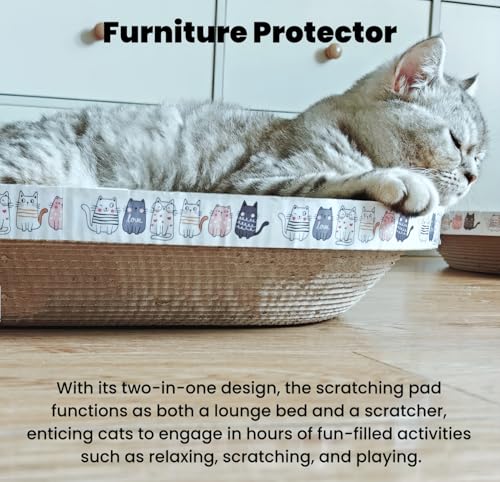 4 Pack Large Cat Scratcher Cardboard, Oval Cat Scratcher Bed Cat Scratch Pad Board Lounge Couch for Indoor Cats Bowl Shaped Cat Scratching Post Nest for Cats Grinding Claw Furniture Protector