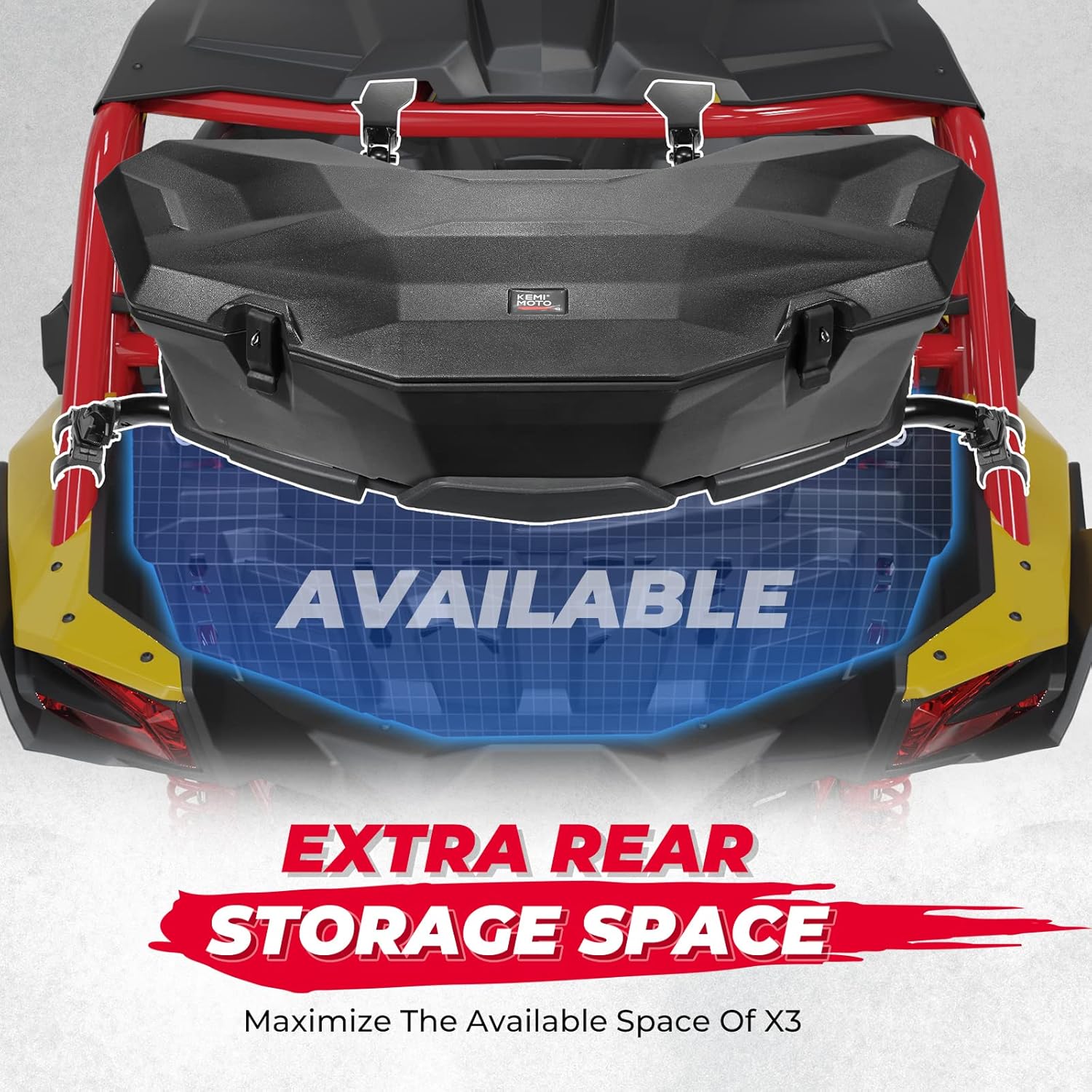 KEMIMOTO X3 Rack with Gas Strut, Spare Tire Cargo Luggage Cooler Pivoting Rear Rack Compatible with Can-Am X3 & X3 Max 2017-2024 Replace #715002881#715008296