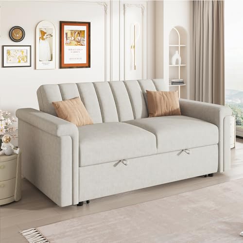 Pull Out Sofa Bed, Loveseat Sleeper, Convertible Soft Cushion Sofa Pull Bed,for Two People to Sit On, 2-in-1 Sofa Bed with Adjustable Backrest, Versatile Sleeper Sofa Bed (Gray)