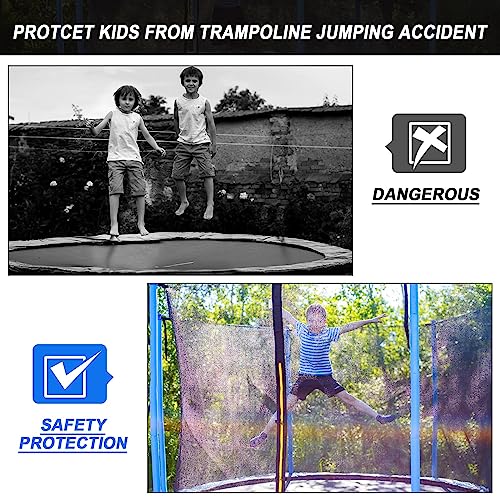 Trampoline Replacement 12 13 14 15 16 ft Trampoline Safety Net Round Frame Trampolines Enclosure Net Weather Resistant Trampoline Net with Double Headed Zippers, Net Only