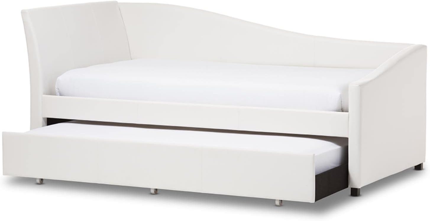 Baxton Studio Vera Faux Leather Twin Daybed with Trundle in White