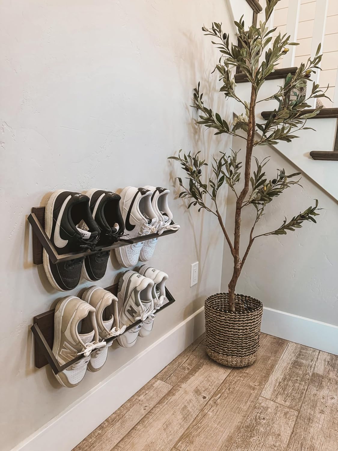 Wall Shoe Rack - Set of 2 Wall Mounted Shoe Rack - Space Saving Wall Shoe Organizer - Wall Shoe Storage for Small Spaces - Durable Shoe Holder for Wall - Wall Shelf for Shoes