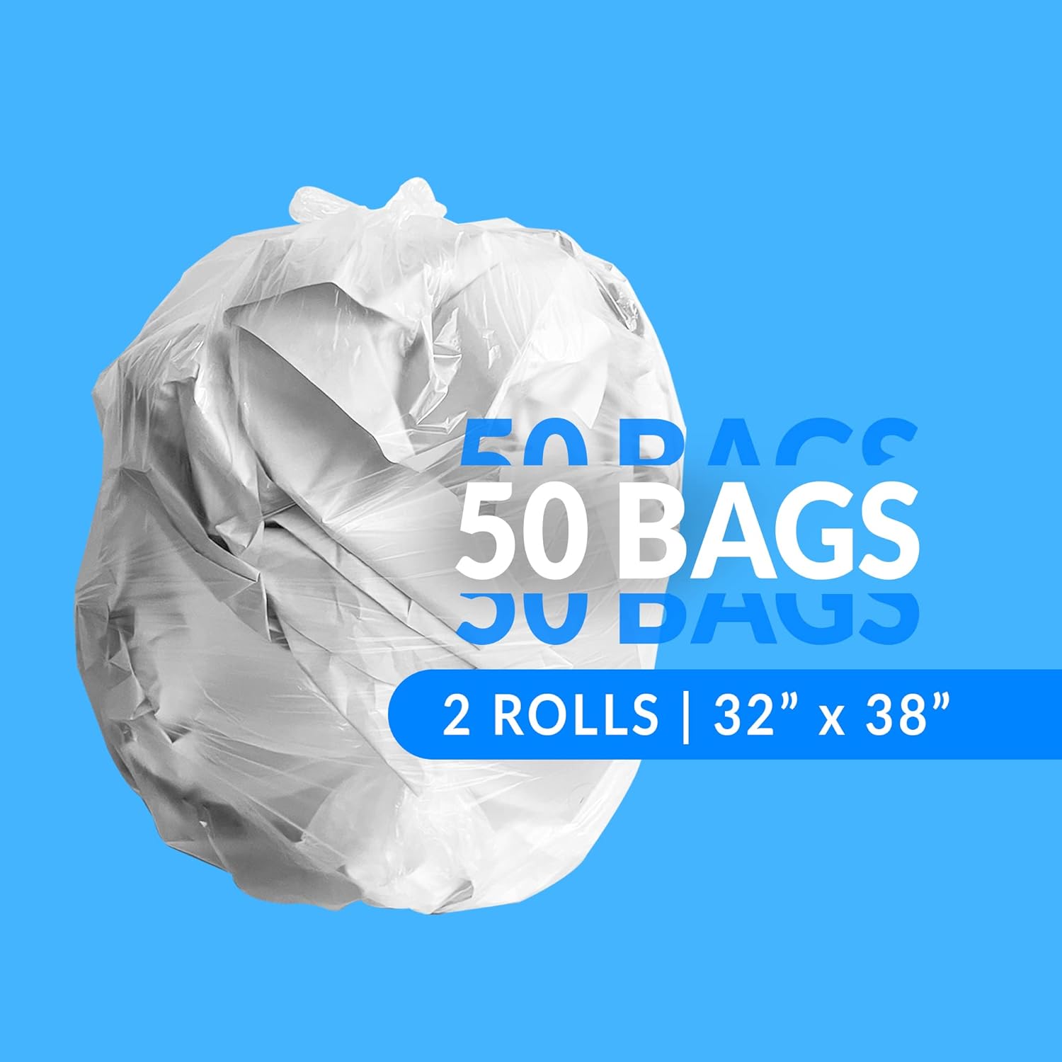 Reli. SuperValue 33 Gallon Trash Bags | 50 Count | Made in USA | Heavy Duty | Clear Multi-Use Garbage Bags