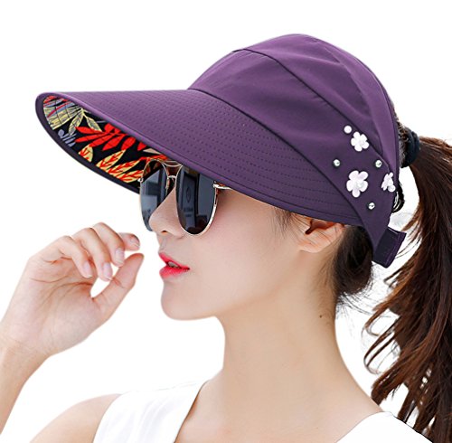 HINDAWI Sun Hats for Women Wide Brim Sun Hat UV Protection Caps Floppy Beach Packable Visor