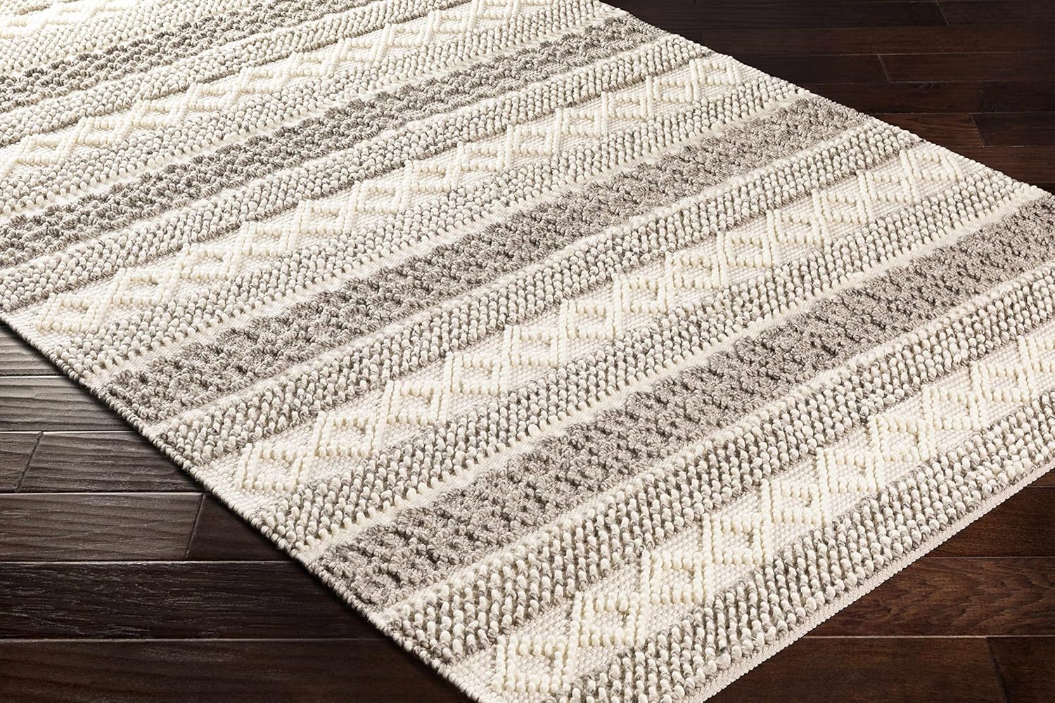 Hauteloom Valley Wool Living Room, Bedroom Area Rug - Bohemian/Global - Beige, Gray - 8' x 10'
