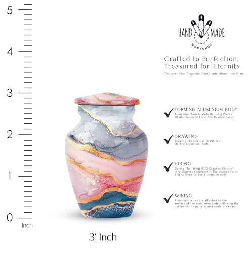 JAGASY Pastel Marble Design Urn Cremation Urn for Adult Ashes Male & Female - Burial Urns for Adult Human Ashes - Large Human Remains Memorial Urn for Women - 10 Inch