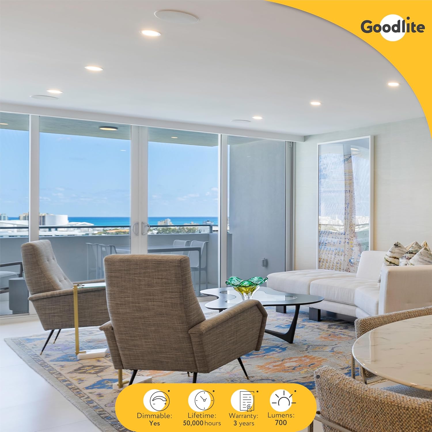 Goodlite G-19845 2.75 Inch LED Round Luminaire 8w 650 Lumens (75W Eqv) with Junction Box, 40° 360° Rotatable Eyeball and 30° Tilt, Warm White