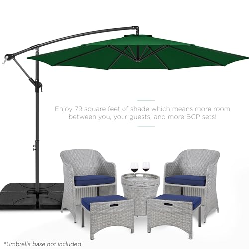 Best Choice Products 10ft Offset Hanging Market Patio Umbrella w/Easy Tilt Adjustment, Polyester Shade, 8 Ribs for Backyard, Poolside, Lawn and Garden