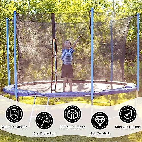 Trampoline Replacement 12 13 14 15 16 ft Trampoline Safety Net Round Frame Trampolines Enclosure Net Weather Resistant Trampoline Net with Double Headed Zippers, Net Only