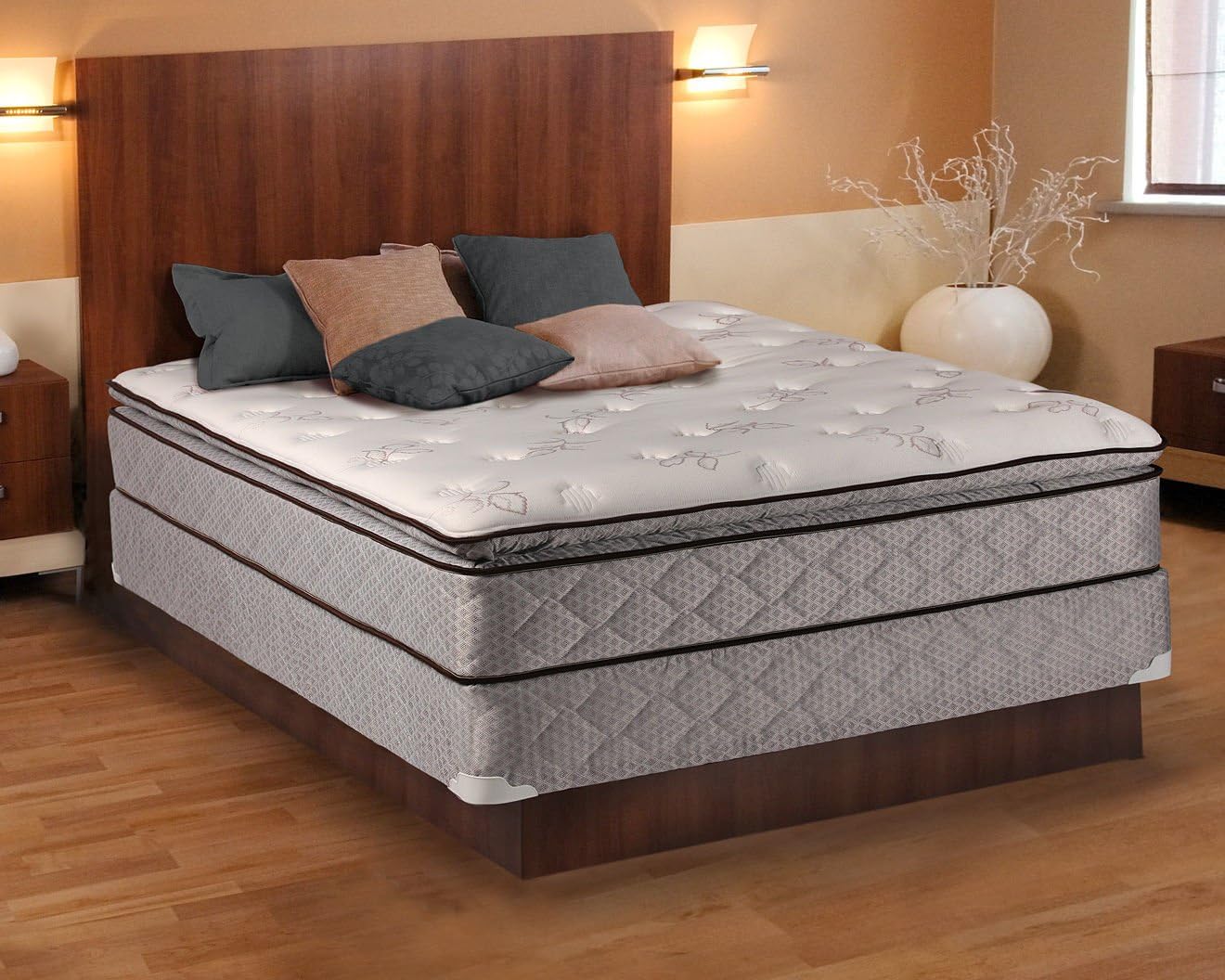 Dream Sleep Madison Gentle Plush Pillowtop Mattress Set with Bed Frame Included - Sleep System with Enhanced Cushion Support, Plush Knit Cover and Longlasting Comfort (King 76