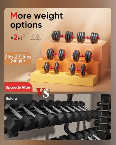 Adjustable Dumbbell Set 20LBS/35LBS/55LB/70LBS/90lbs Free Weights Dumbbells, 4 in 1 Weight Set, Dumbbell, Barbell, Kettlebell, Push-up, Home Gym Fitness Workout Equipment for Men Women