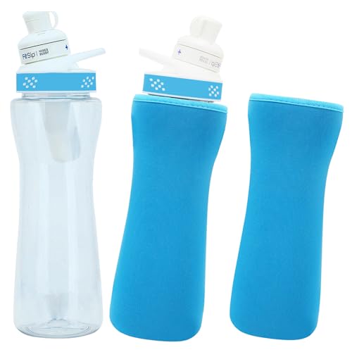 32oz Sleeve Compatible with Cirkul Water Bottle, 2Pcs Water Bottle Sleeve for Cirkul Plastic & Stainless Steel Bottle, Neoprene Insulated Water Bottle Cover for Retaining Temperature（Blue）