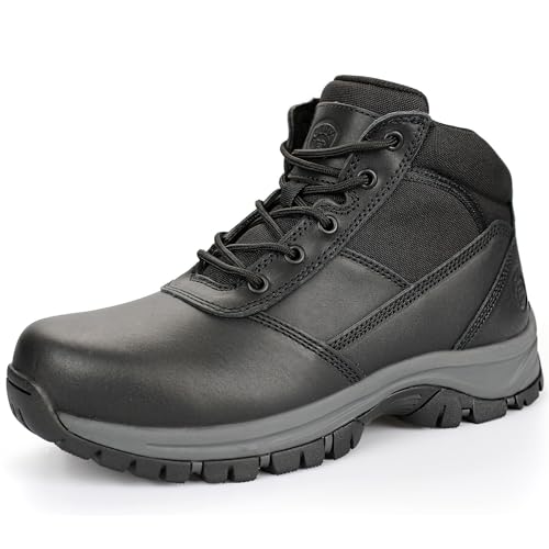 OUXX Mens Work Boots, YKK Zipper, Steel Toe Shoes, Anti-Slip Rubber Sole, Puncture-Proof(OX2518)