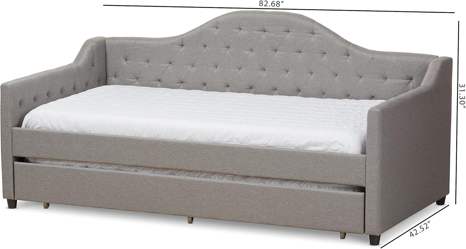 Baxton Studio Peola Modern Fabric Daybed with Trundle, Twin