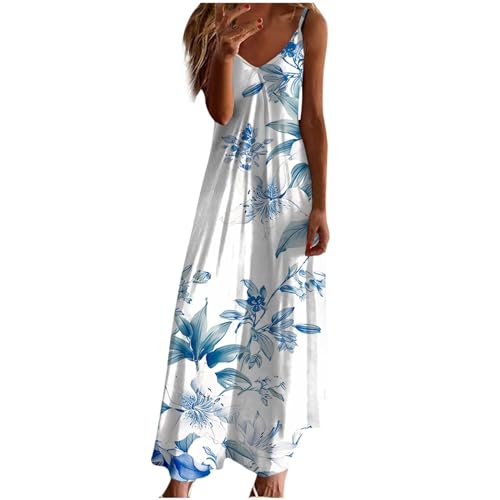 Formal Dresses for Women 2024 Summer Casual Beach Dress Sleeveless Printed Maxi Dress Vacation Flowy Loose Dress