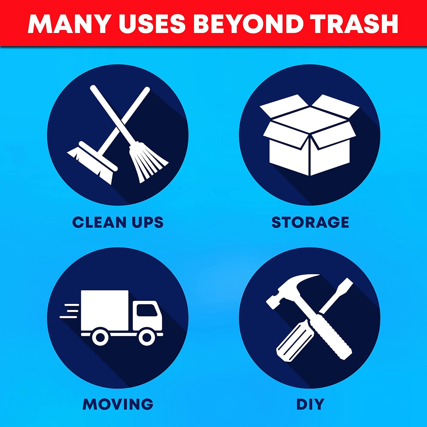 30-33 Gallon Clear Trash Bags Heavy Duty (Value Pack 100 Bags w/Ties) Large Clear Plastic Recycling Garbage Bags. Clear Large Trash Bags 30+, 32 Gallon