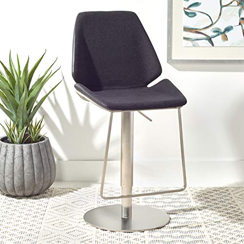Safavieh Home Collection Pierro Black Faux Leather/Gold Adjustable Gas Lift Bar Stool