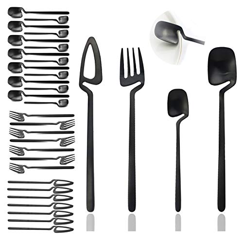 JASHII Flatware Set 32-piece Silverware Set Matte Finished Cutlery Set Service for 8 Include Knife/Fork/Spoon/Coffee spoon Dishwasher Safe (Orange Silver)