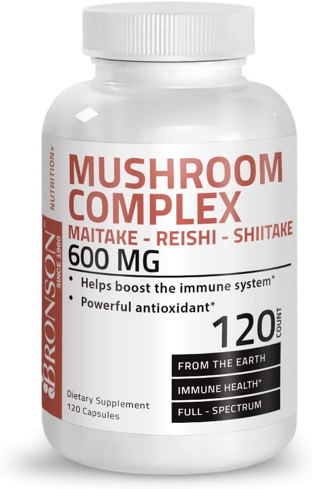 Triple Mushroom Complex - Maitake - Reishi - Shiitake - Powerful Antioxidant and Immune System Booster - Full Spectrum Mushroom Complex - 600 mg Capsules - 120 Count
