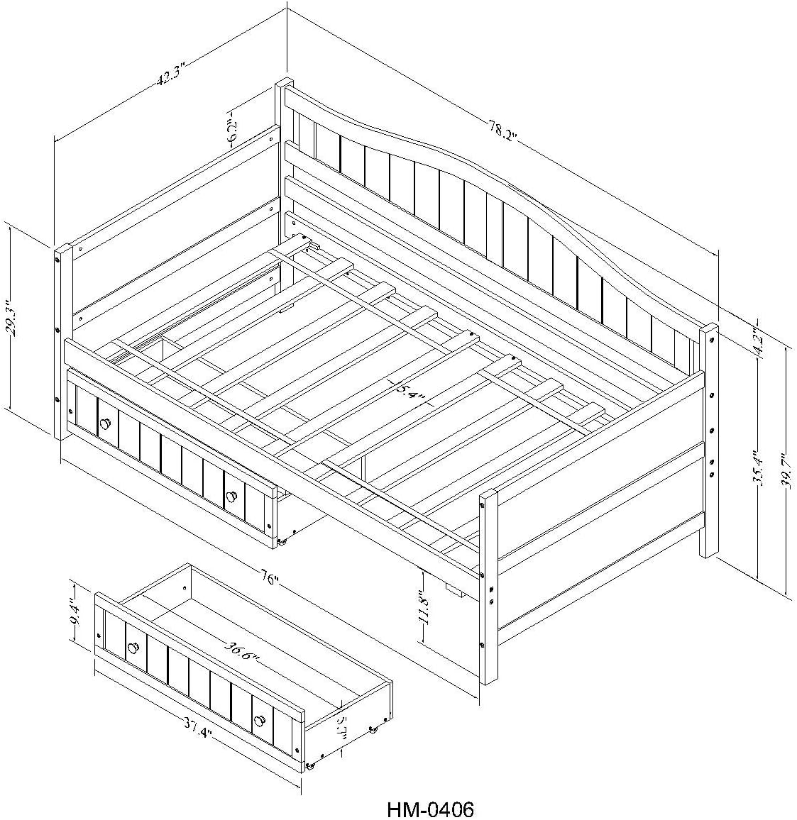 Hanway Twin Daybed with Two Drawers – Solid Pine Wood Frames – Bedroom Furnishings with Additional Storage Spaces – Durable Design for Longer Service – Stylish White Paint Coating Design