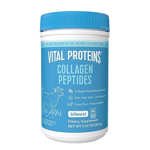 Vital Proteins Collagen Peptides Powder Supplement (Type I, III) for Skin Hair Nail Joint - Hydrolyzed Collagen - Dairy and Gluten Free - 20g per Serving - Unflavored 5 oz Canister