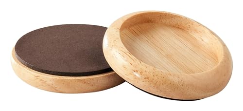Scotch Caster Cups, Round Oak Wood 2-in 4/pk, Chair Leg Floor Protectors, Furniture Pads for Hardwoods Floors