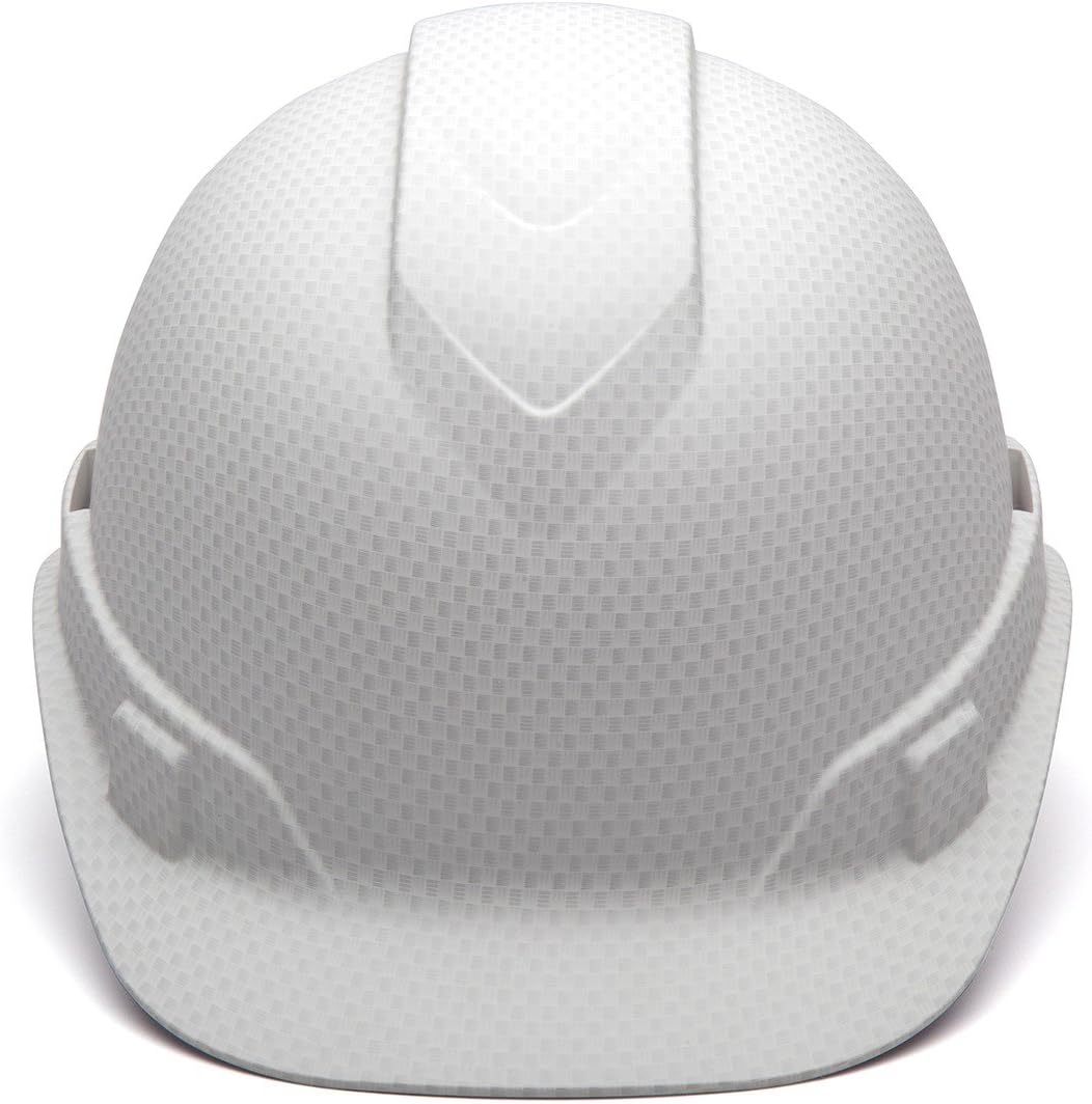 Pyramex Ridgeline Cap Style Hard Hat, 4-Point Ratchet Suspension, Matte White Graphite Pattern