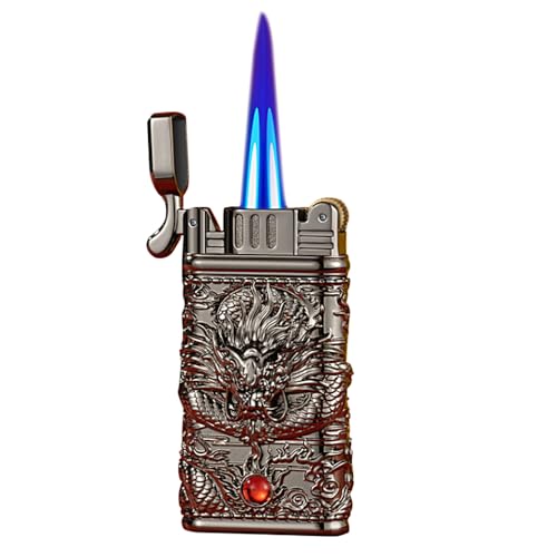 Colored Dragon Lighter Torch Cool,Refillable Windproof Jet Torch Flame Adjustable Lighters,BBQ Candles Camping (Butane Not Included)
