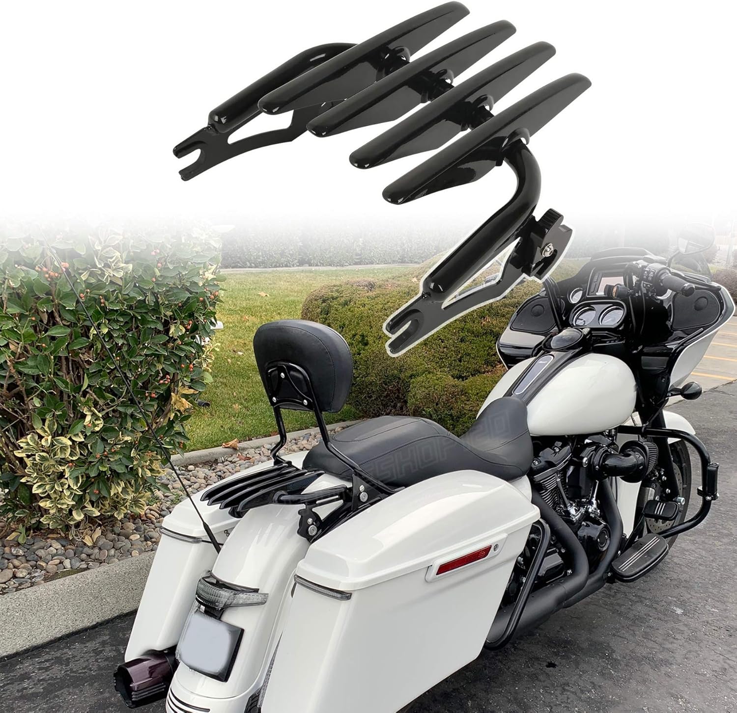 Fits 2021 Touring FLH Street Glide Special FLHX Detachables Two-Up Luggage Stealth Rack for Harley 09-20 Road King FLHR Tour Pack Mount 19 CVO Road Glide FLTRX 18 Electra Glide Ultra Limited FLHTK1