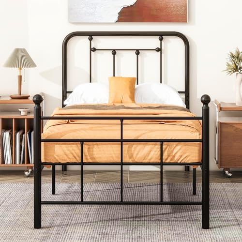 Metal Headboard Twin Size Headboard Black Metal Construction, Adjustable Height, Rustic Farmhouse Style, Effortless Assembly, Steel Headboard for Bedroom