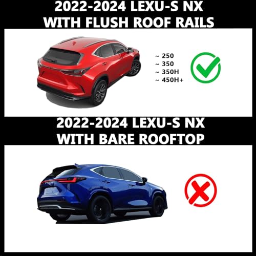 ROKIOTOEX Roof Rack Crossbars Fit for Lexu-s 2022 2023 2024 NX Flush Side Rails, Cross Bars for Rooftop Cargo Box Luggage, Ski Board, Bike Carrier – Gloss Black