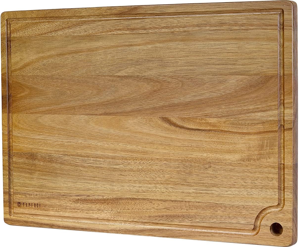 Extra Large Acacia Wood Cutting Board 20 x 14 Inch - Caperci Better Kitchen Chopping Board with Juice Groove & Handle Hole for Meat (Butcher Block) Vegetables and Cheese