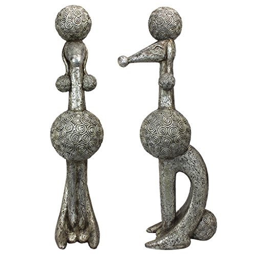 Design Toscano Caniche Chien, Paris Poodle Dog Statue: Set of Two AL959187, Silver, 2 Count
