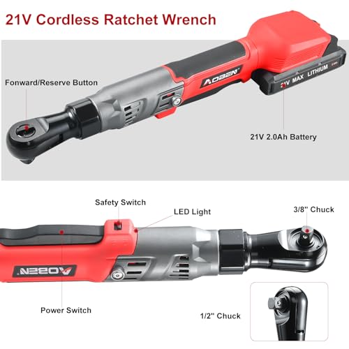 AOBEN Cordless Electric Ratchet Wrench Set, 3/8