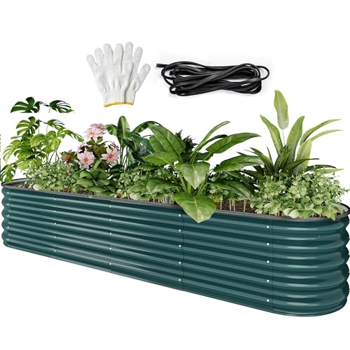 YITAHOME 6x3x1.5ft Raised Garden Bed Kit, Galvanized Raised Bed with Gloves & Support Rod, Outdoor Patio Planter Box for Plants Vegetables Flowers,Dark Gray