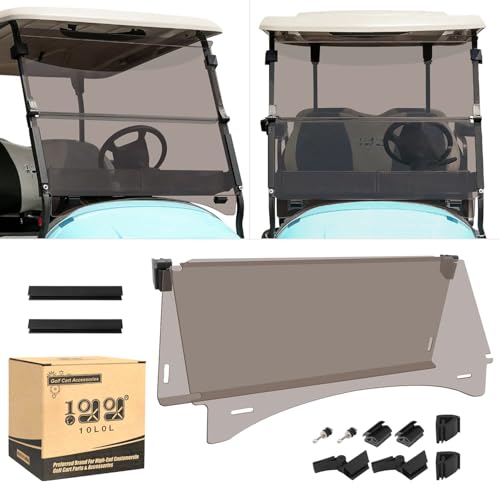 10L0L Golf Cart Windshield for Club Car Precedent (2004-Up) Gas or Electric, Clear / Tinted Windshield Fold Down Anti-UV Impact Resistant - 37.5
