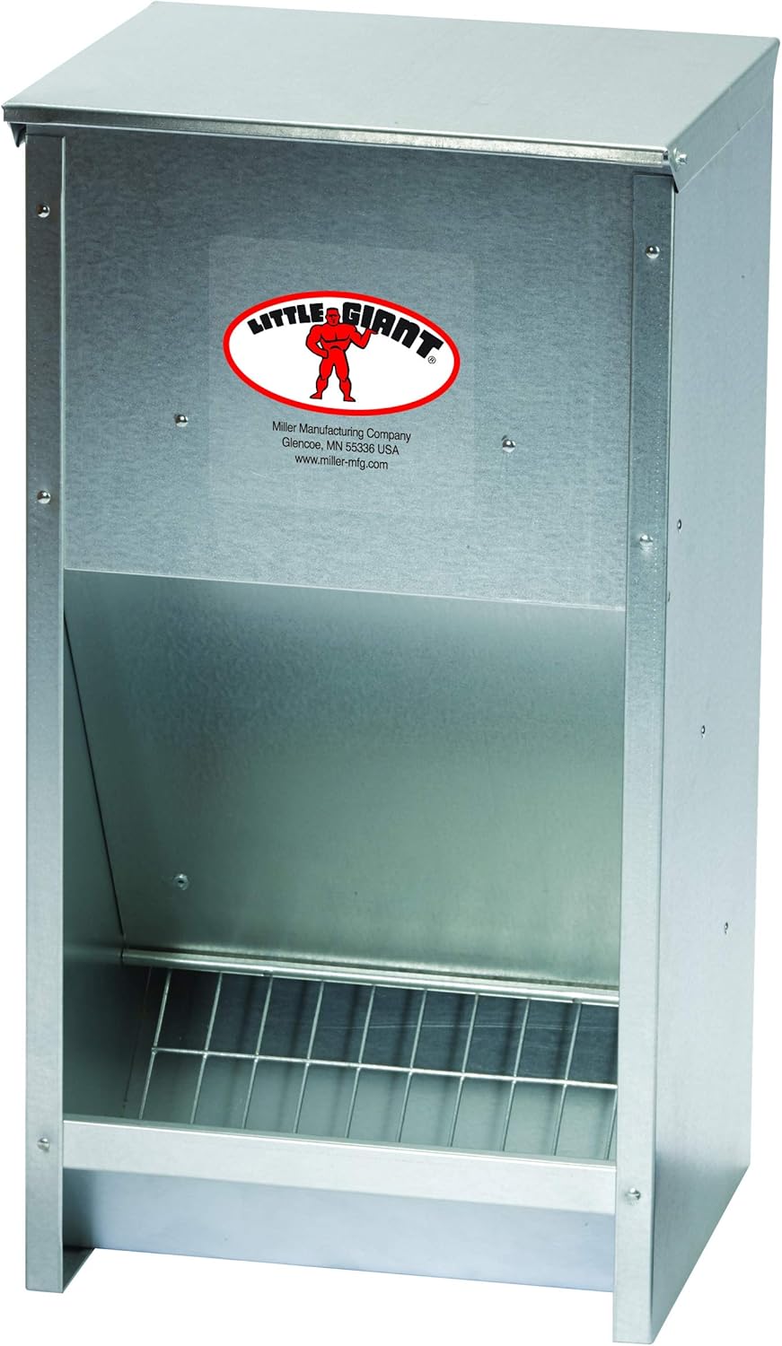 Little Giant® Large Steel Poultry Feeder | Galvanized High Capacity Poultry Feeder | 25 lbs
