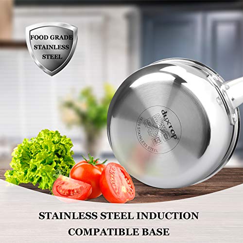 Duxtop Whole-Clad Tri-Ply Stainless Steel Saucepan with Lid, 3 Quart, Kitchen Induction Cookware
