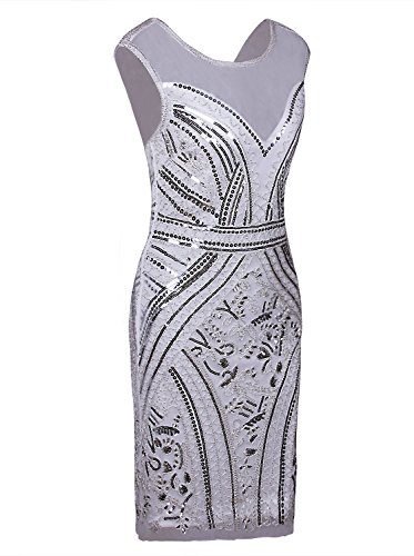 Vijiv 1920s Short Prom Dresses V Neck Inspired Sequins Cocktail Flapper Dress