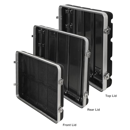 Sound Town Lightweight and Compact 10U ATA ABS Rack Case, with Slant Mixer Top, Casters, 24.5